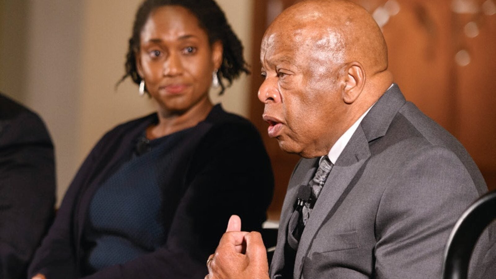 In November, U.S. Rep. John Lewis (D-Georgia) was part of panel discussion on racism with Georgetown professor Marcia Chatelain.