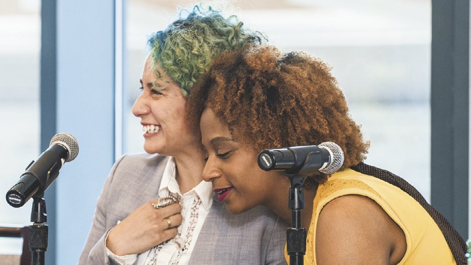 Citlalli Alvarez (C’15) and Ebony Howard (L’07) on the “Hoyas for Racial Justice” panel