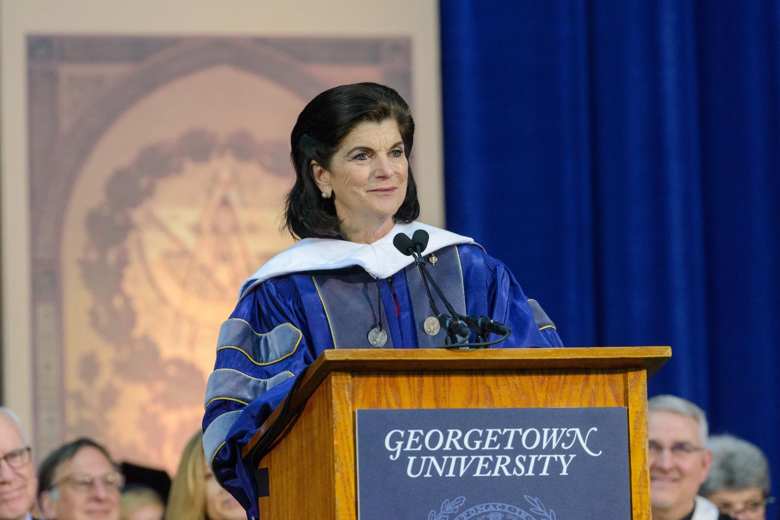 Luci Baines Johnson (NHS’69, H’18) was the 2018 commencement speaker for the Georgetown University School of Nursing and Health Studies.