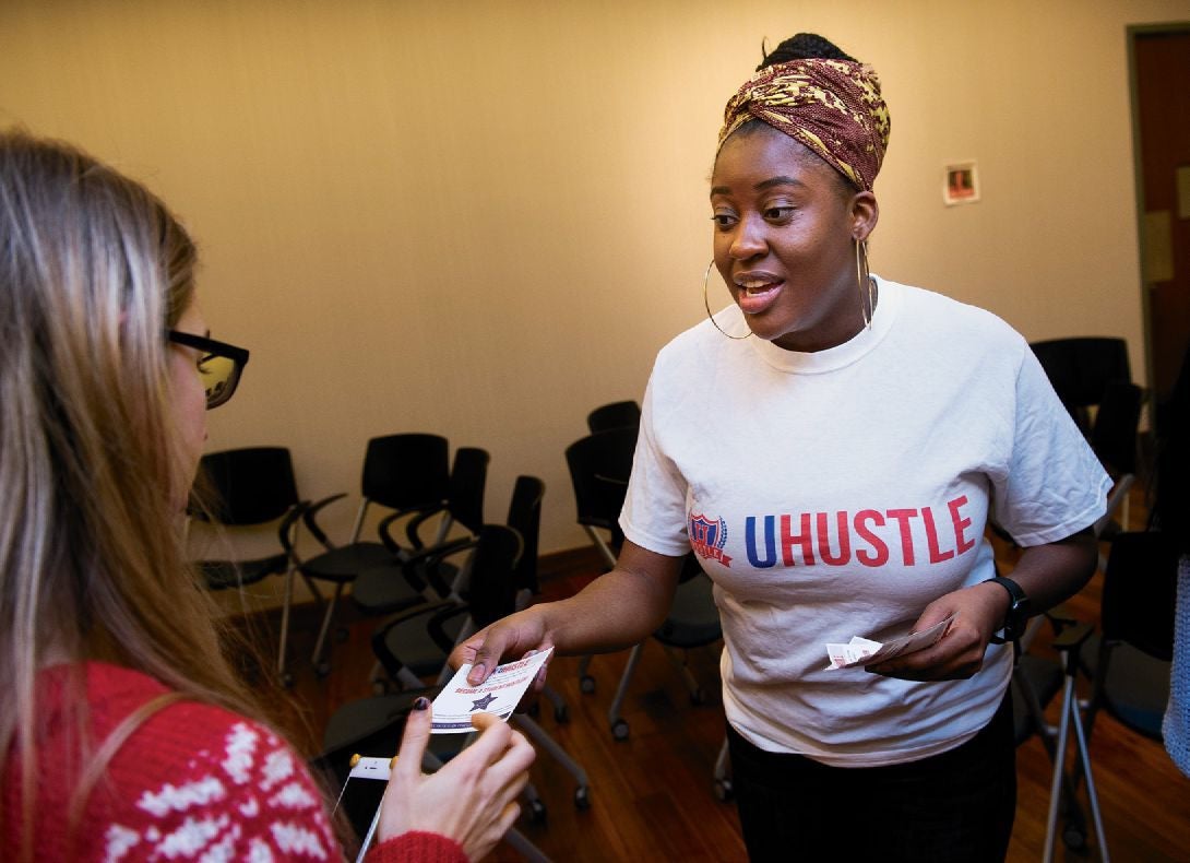 Christy Felix (B’21) hosts campus events to meet potential student entrepreneurs. | Photo: Lisa Helfert