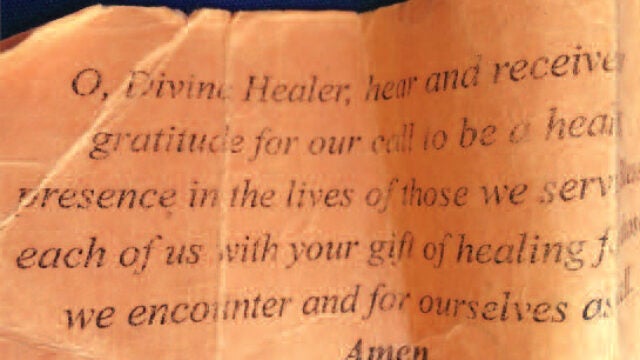 prayer on a piece of old paper