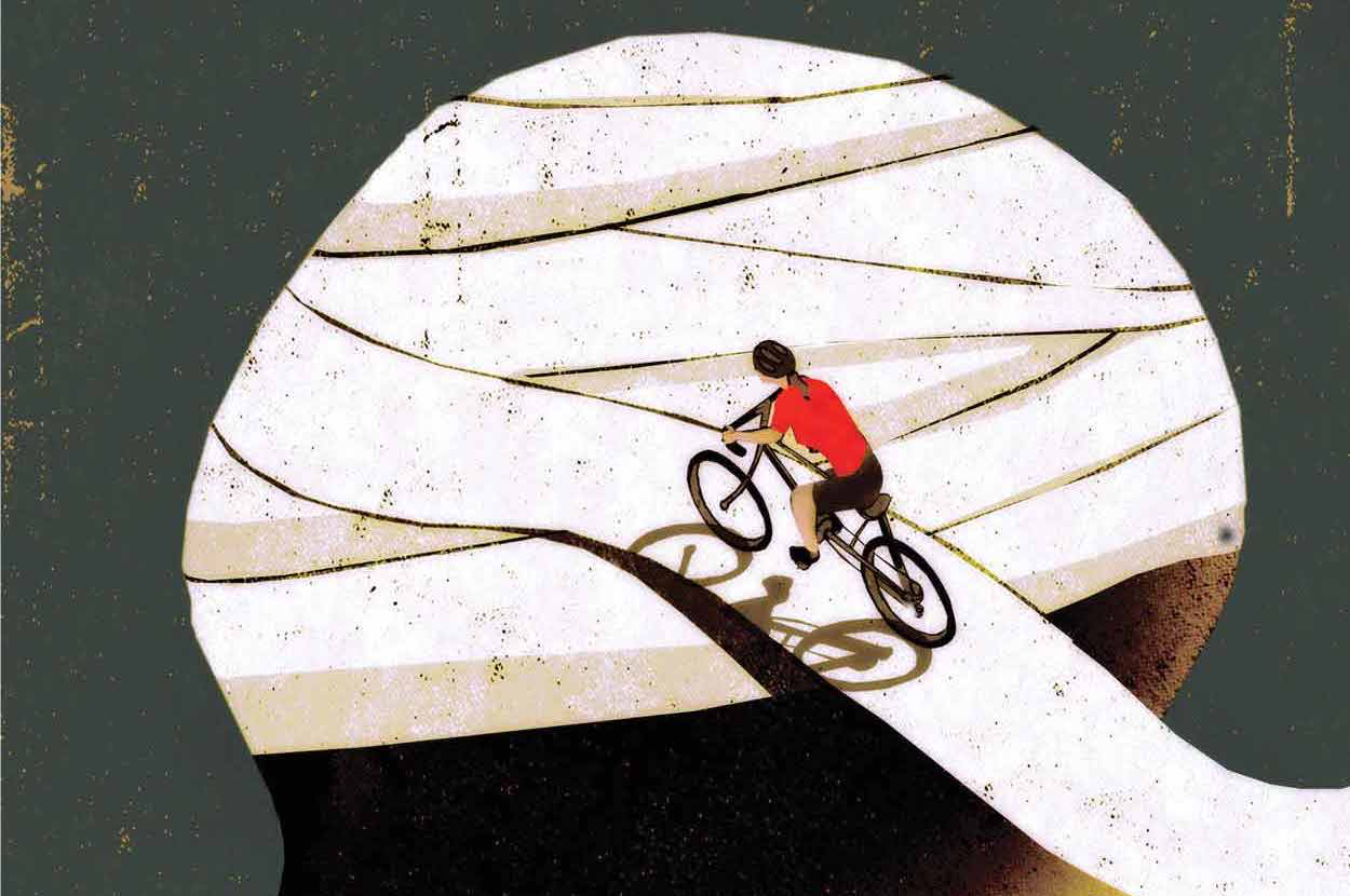 tiny graphic of person biking on bandage