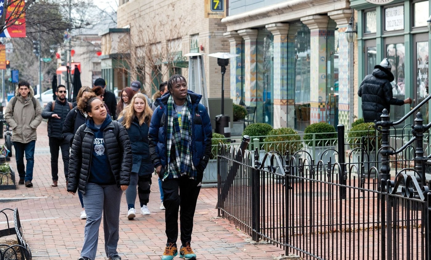 students walking in downtown dc