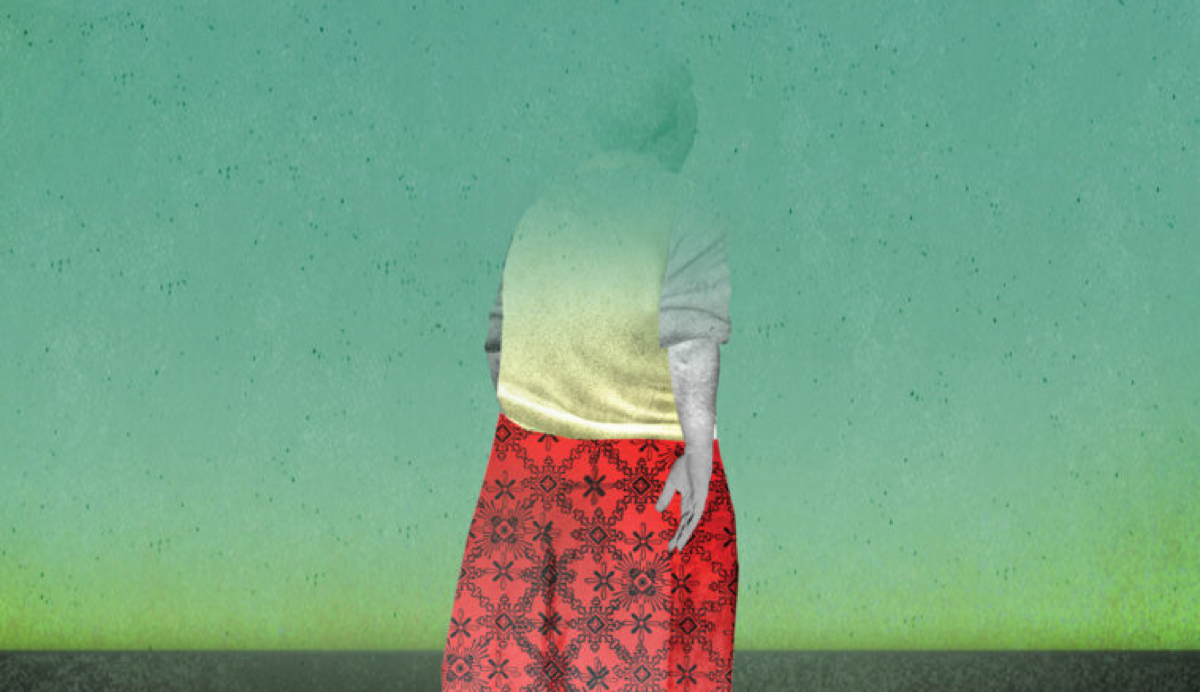 graphic of elderly woman fading away