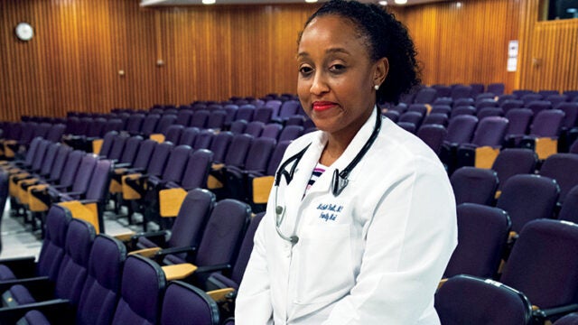 Michelle Roett with white coat on