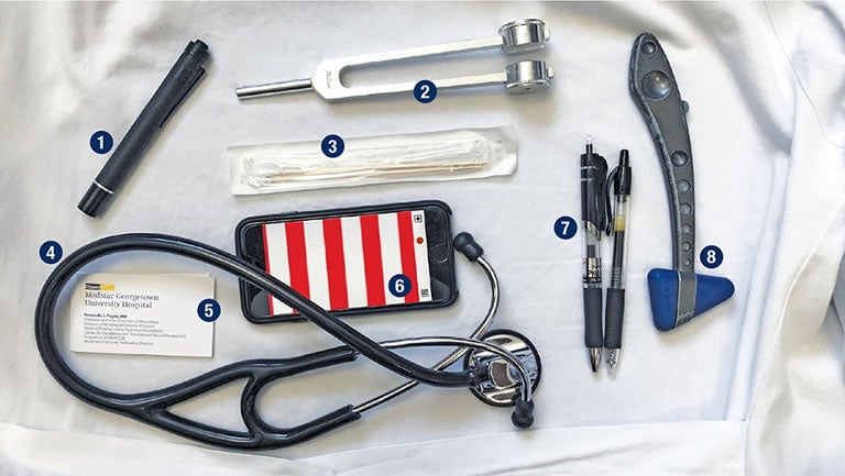 image of items carried in white coat