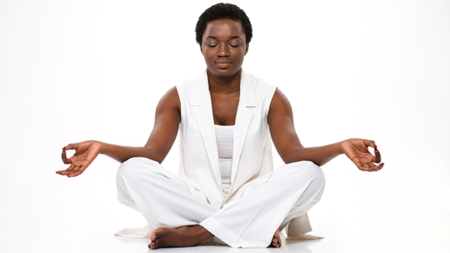 black woman meditating