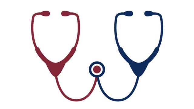 stethoscopes meeting in the middle