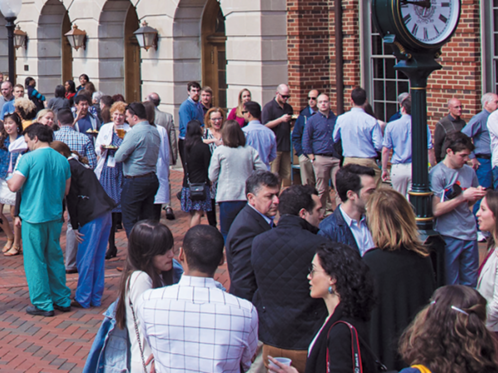 students gathering outside