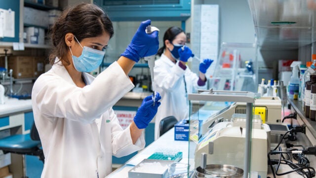 medical students with pipettes in lab