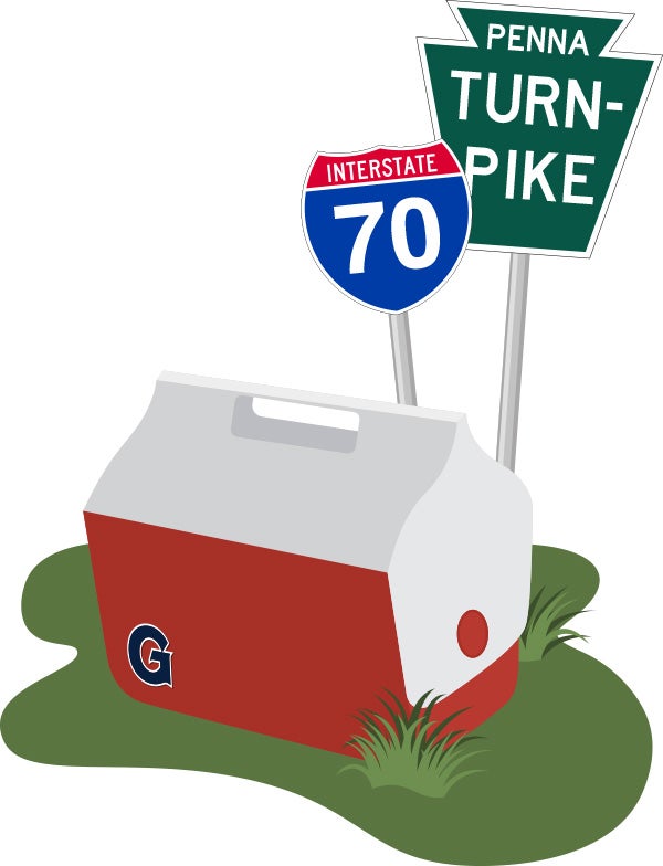 graphic of cooler with interstate 70 sign