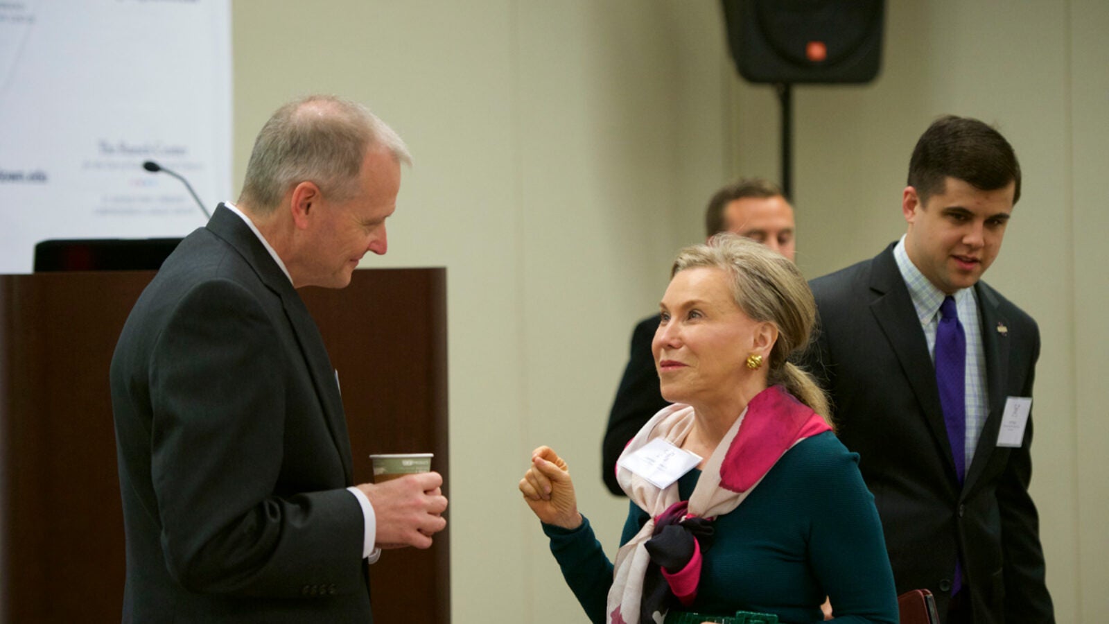 John Marshall and Jeanne Ruesch talking