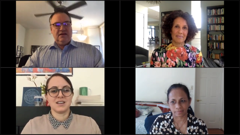 screenshot of recorded class with Georgetown faculty on the gut microbiome and covid19