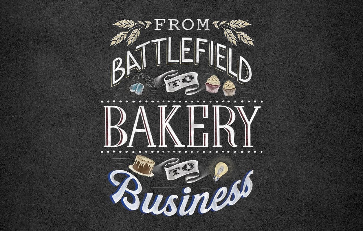 from battlefield to bakery to business written in cute lettering