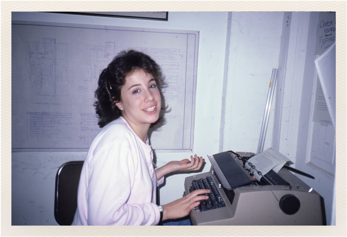student at typewriter