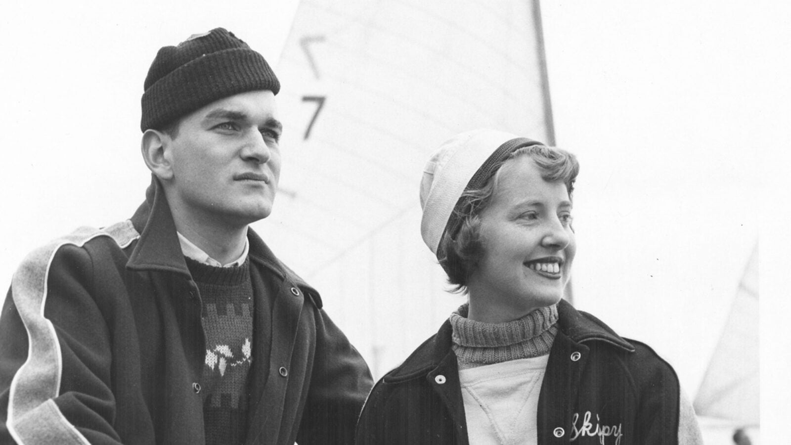 1955: Kathleen D. “Skippy” White (NHS’57) becomes the first Georgetown woman to win a varsity letter; 1969: Women’s sailing poses at Intercollegiate Nationals