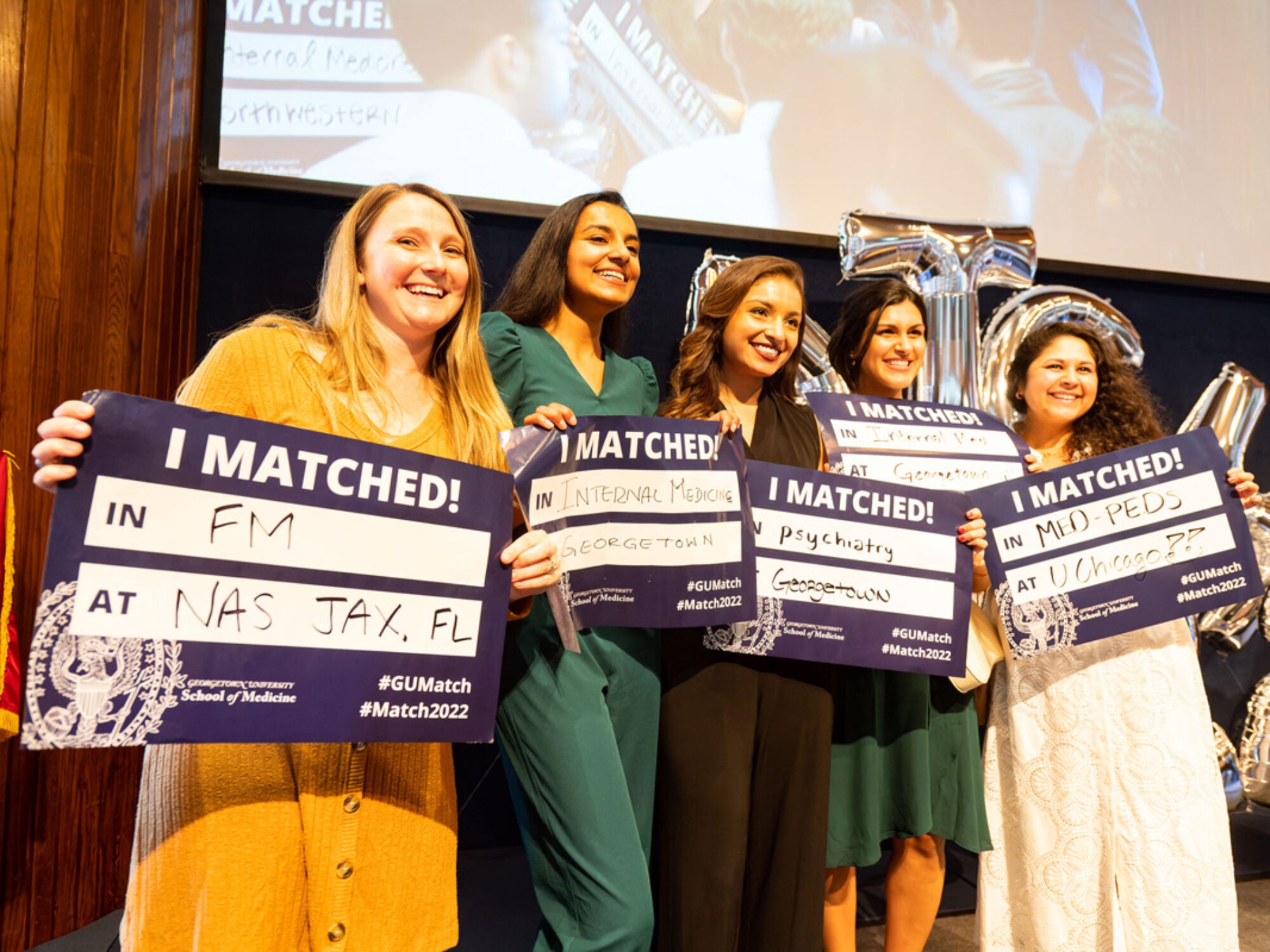 student celebrating match day