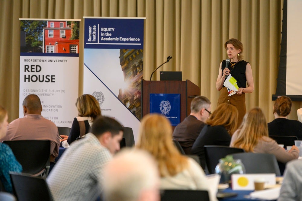 Heidi Elmendorf speaks at the 2019 Summer Institute on Equity in the Academic Experience.