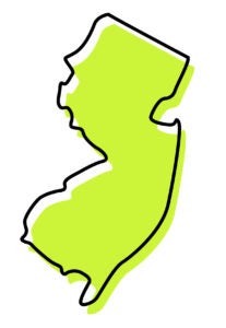 the state of New Jersey in lime green