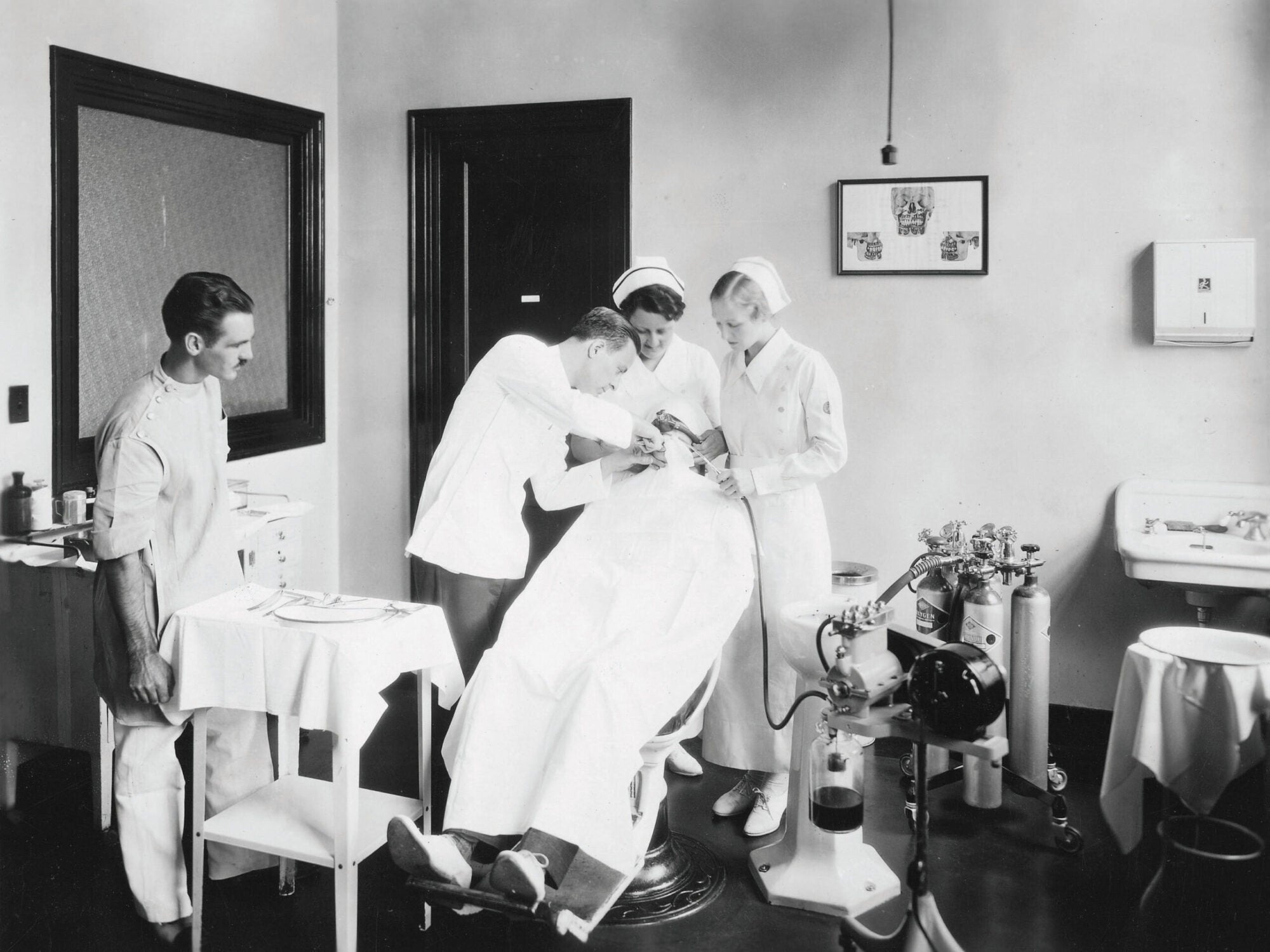 A patient receives some dental care in this 1940 photo from the School of Dentistry archives