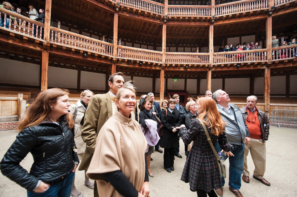 John Carroll Weekend London participants take in the majesty of the Globe Theatre.