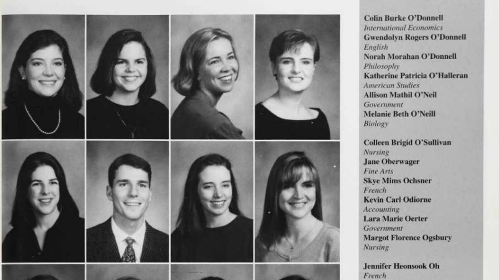 georgetown yearbook with norah odonnell