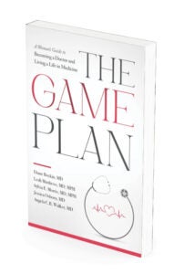 a book with the words "the game plan" near a stethoscope