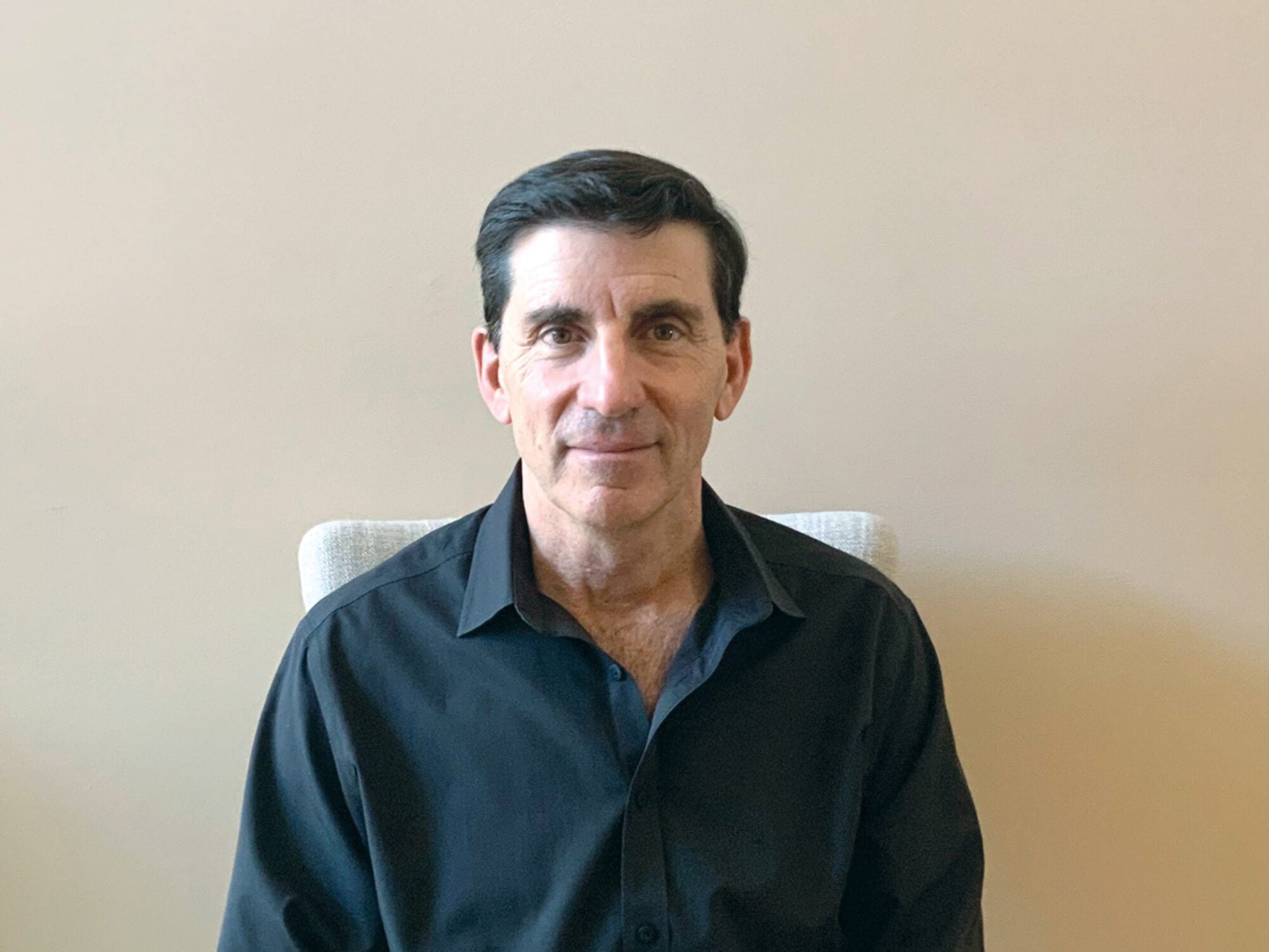 a man in a black shirt