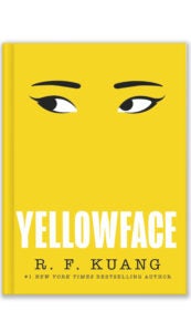 a yellow background with a pair of eyes and the word "yellowface"