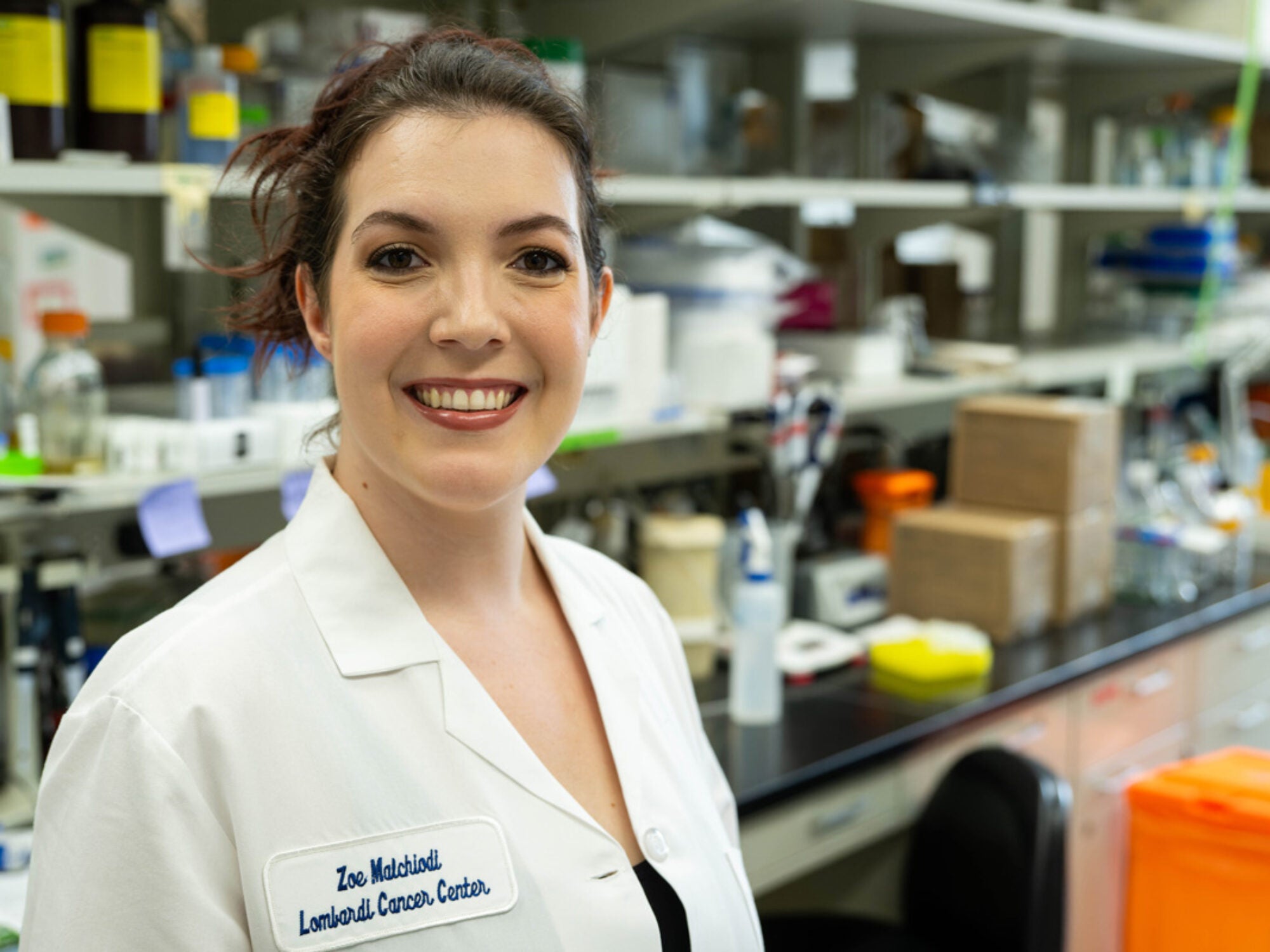 Recent graduate Zoe Malchiodi, Ph.D. (MS’19, G’24), was named the 2023–4 Matt Riddle Scholar for the Metropolitan Washington Chapter of the Achievement Rewards for College Scientists Foundation. The award funds her crucial research preformed at Georgetown University assessing natural killer cells in pancreatic cancer samples.