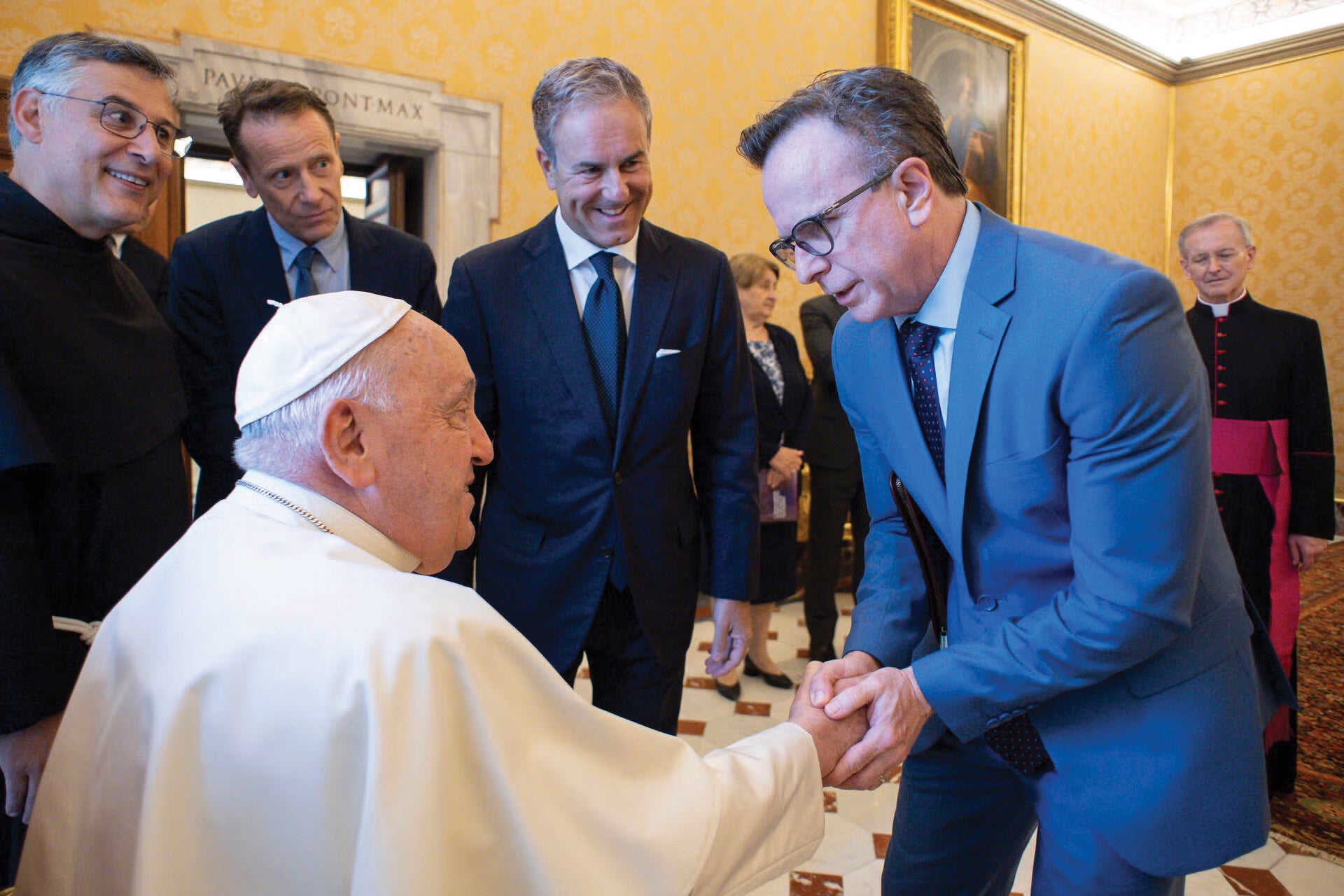 Georgetown leaders including Beauchamp met Pope Francis on a visit to help support the Pope’s Global Alliance for the Health and Humanitarian Care of Children.