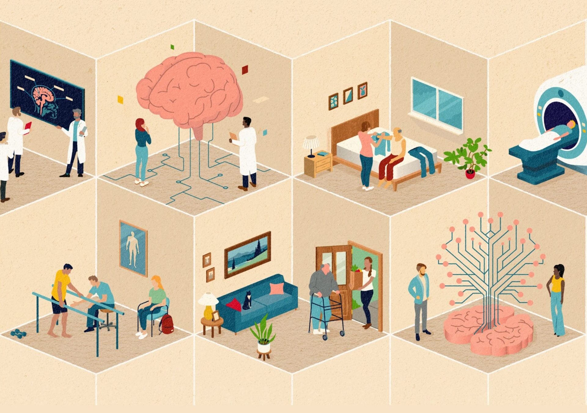 image of various medical tasks being completed