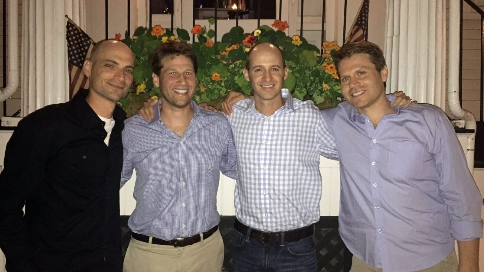 Stephen Padilla (C’97), Matt Rizzo (C’97), Robert Walton (C’97), and Rob Rizzo (C’99) reunite for Matt’s 40th birthday celebration in Nantucket in 2005. The Rizzo brothers formed lifelong friendships at Georgetown, which is why they chose to support Georgetown’s trailblazing CMEA programs.