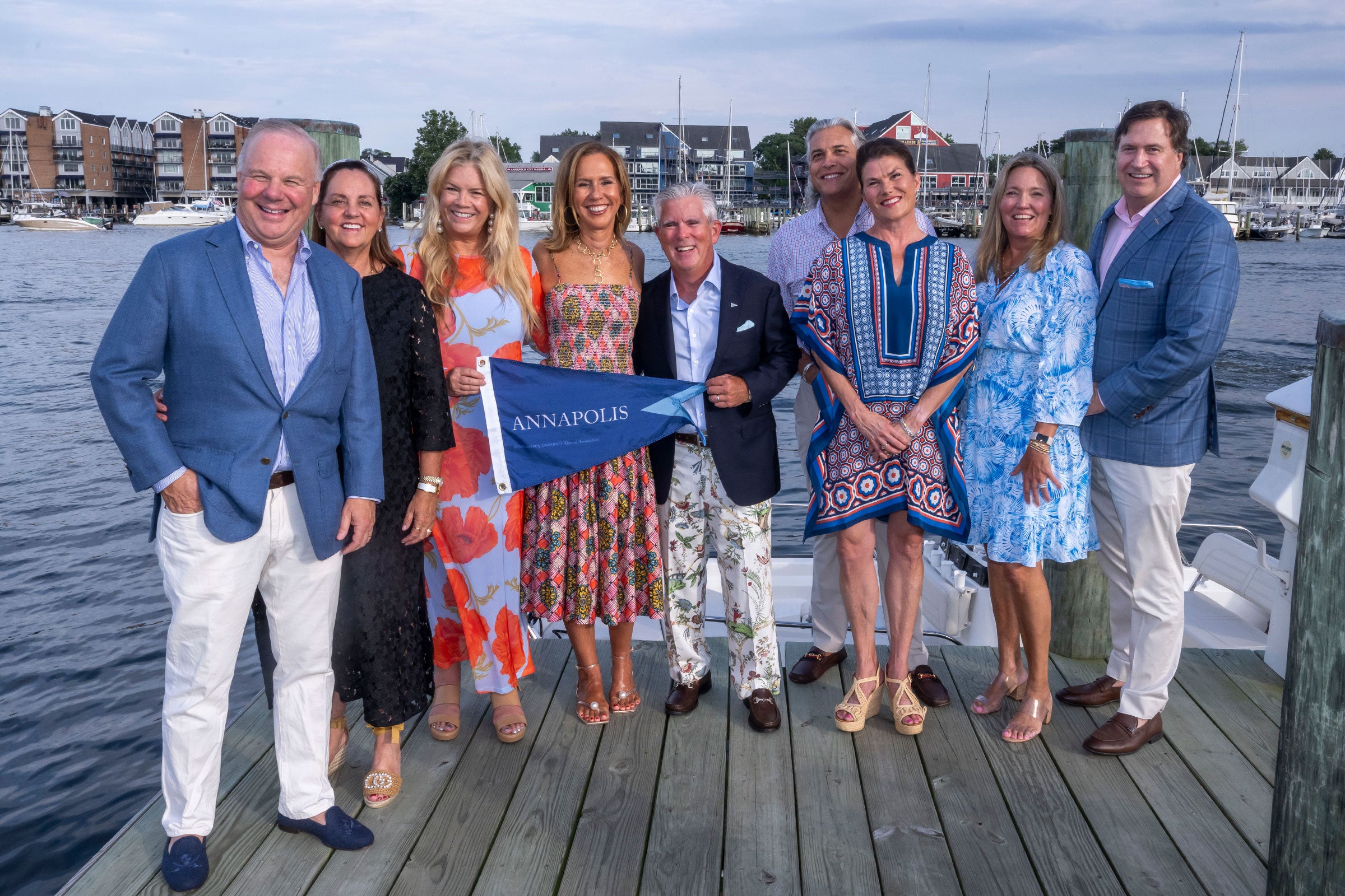 people posing at docks