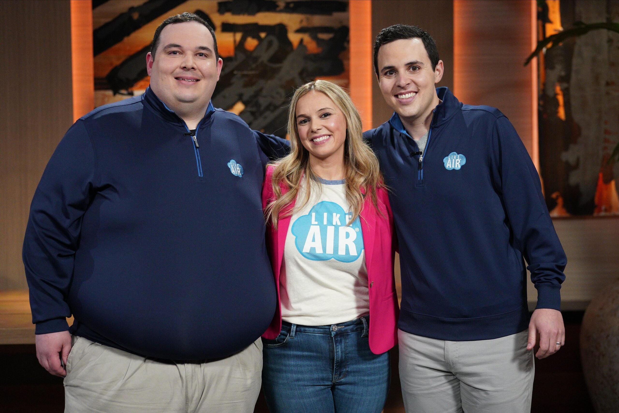 In January 2024, Allison Lin (SFS’01), co-founder and COO of Like Air Snacks, pitched her family-run health snack business on an episode of Shark Tank. She was joined by her two brothers (left to right), co-founder Steven Atieh and CFO Kevin Atieh (B’11).