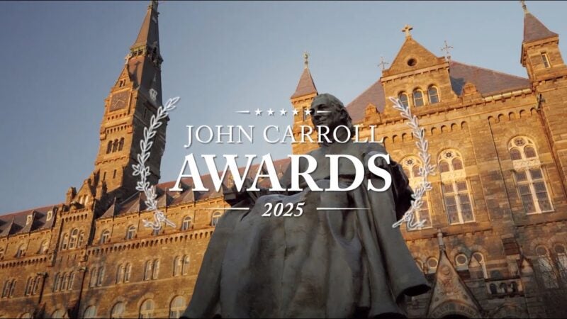 John Carroll Awards 2025 with a statue of John Carroll
