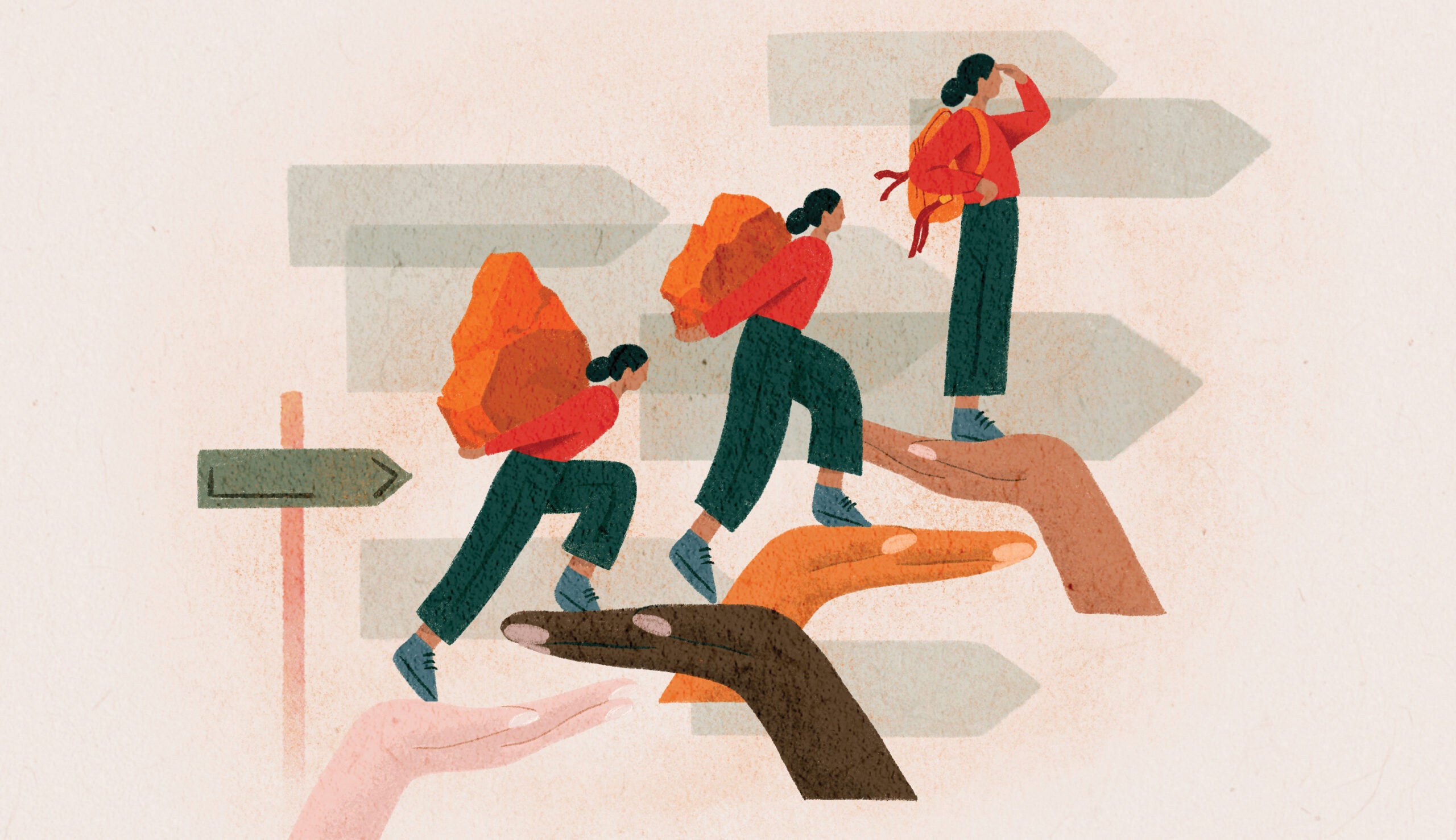 graphic of someone climbing up on hands