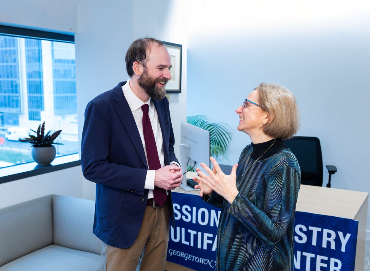 Jamie Kralovec, director of Mission & Ministry for the Capitol Campus, works closely with his Law Center counterpart, Amy Uelmen (C’90, L’93, L’16).