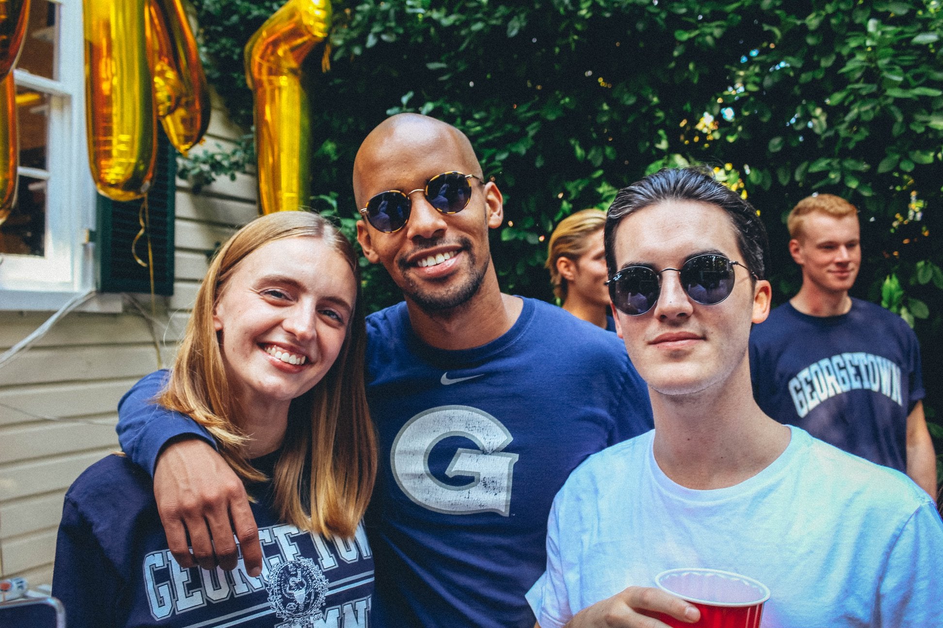 Cole Brown (C’18), author, producer, and political commentator,stays connected to Georgetown by visiting the Hilltop when his Photos: Courtesy of Cole Brown work brings him to Washington, DC, and lifelong Hoya friends.