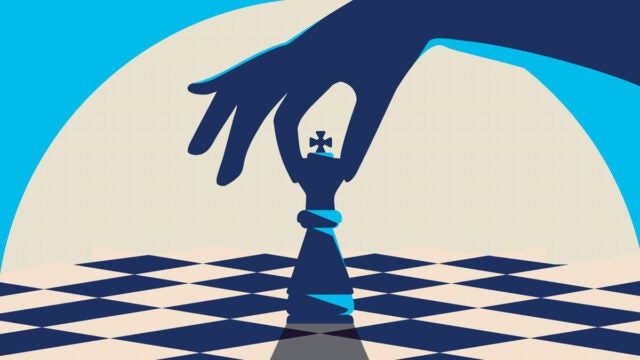 graphic of a king on a chessboard being picked up
