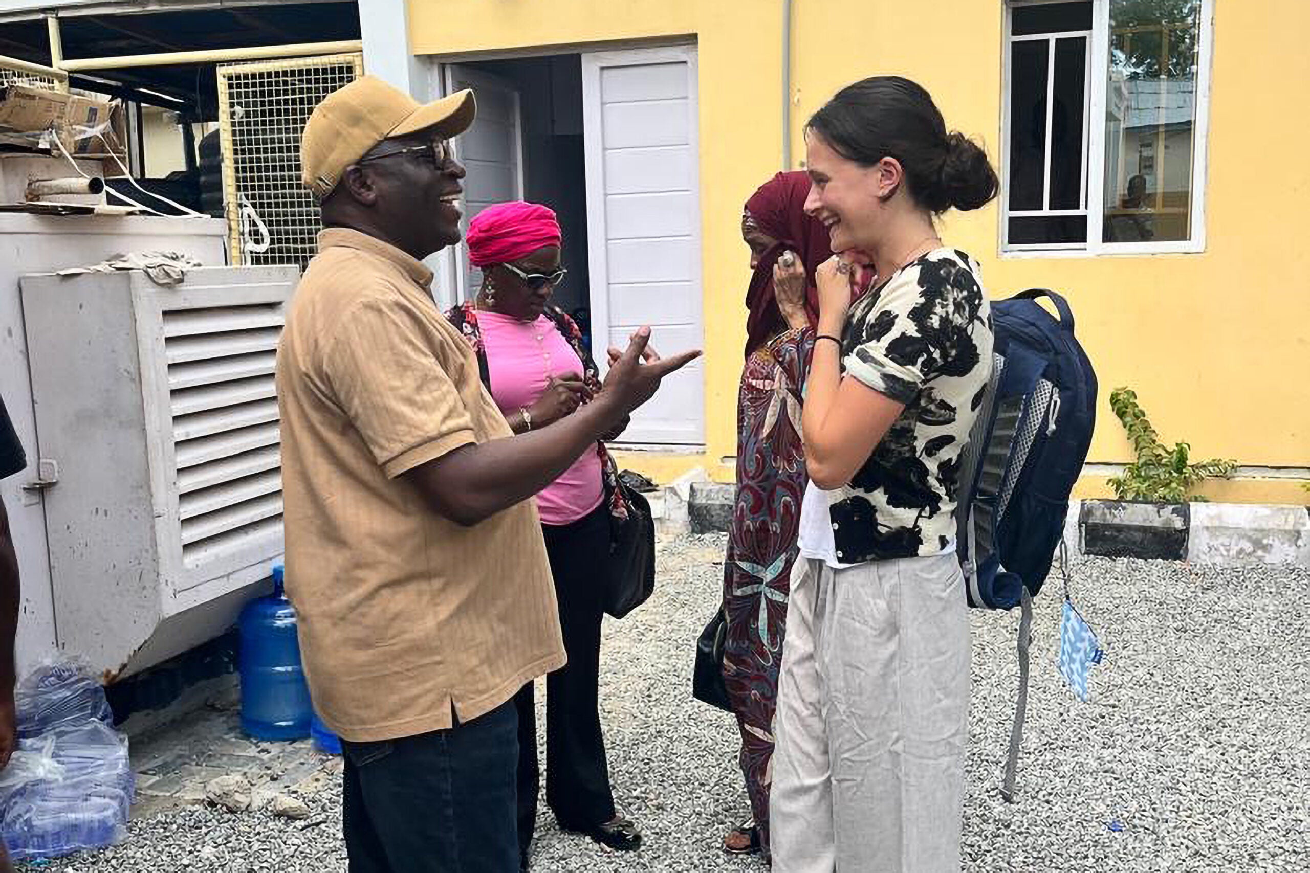 Hirschfeld speaks with the head doctor at the Medecins sans frontiere-sponsored inpatient therapeutic feeding center Unguwa Uku in October 2025. 