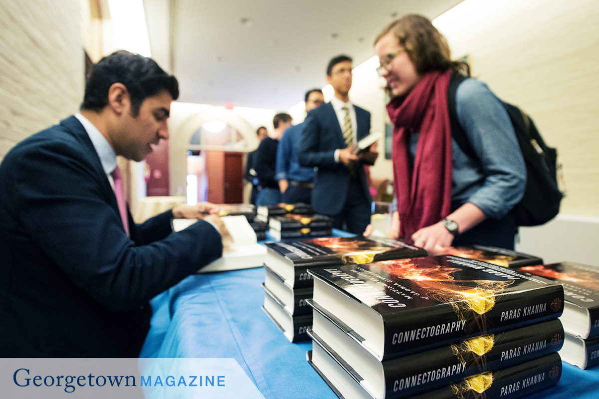 Parag Khanna signing his most recent book, Connectography