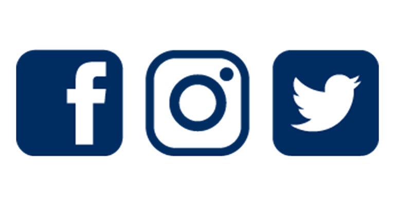 logos for Facebook, Instagram and Twitter
