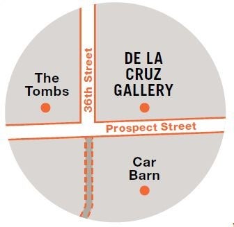 Map that locates where the de la cruz gallery is